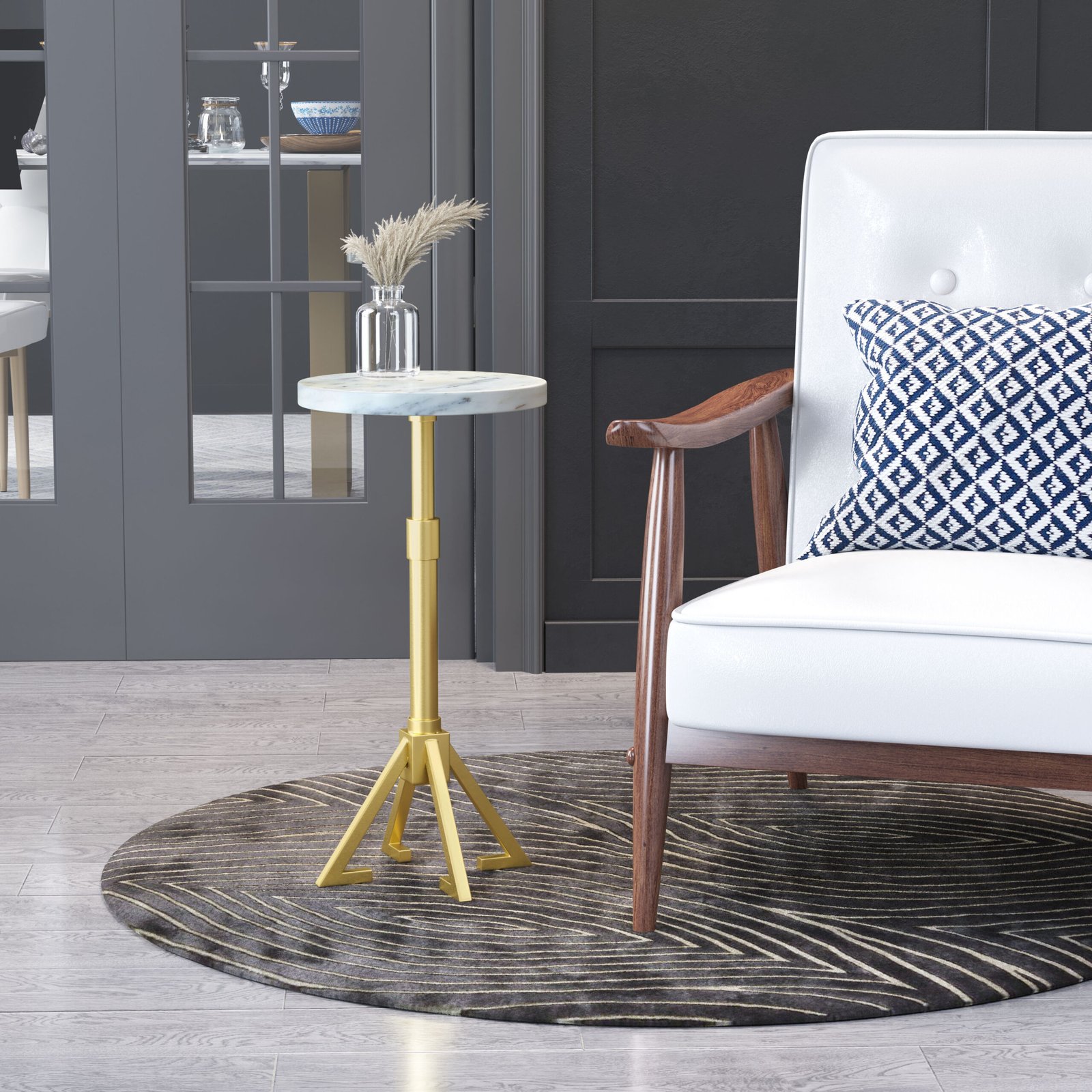 Maurice Side Table White & Gold - Image 2
