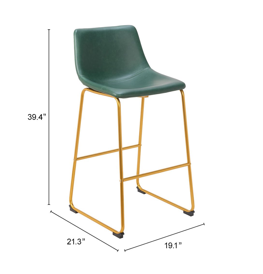 Augusta Barstool (Set of 2) Green & Gold - Image 10