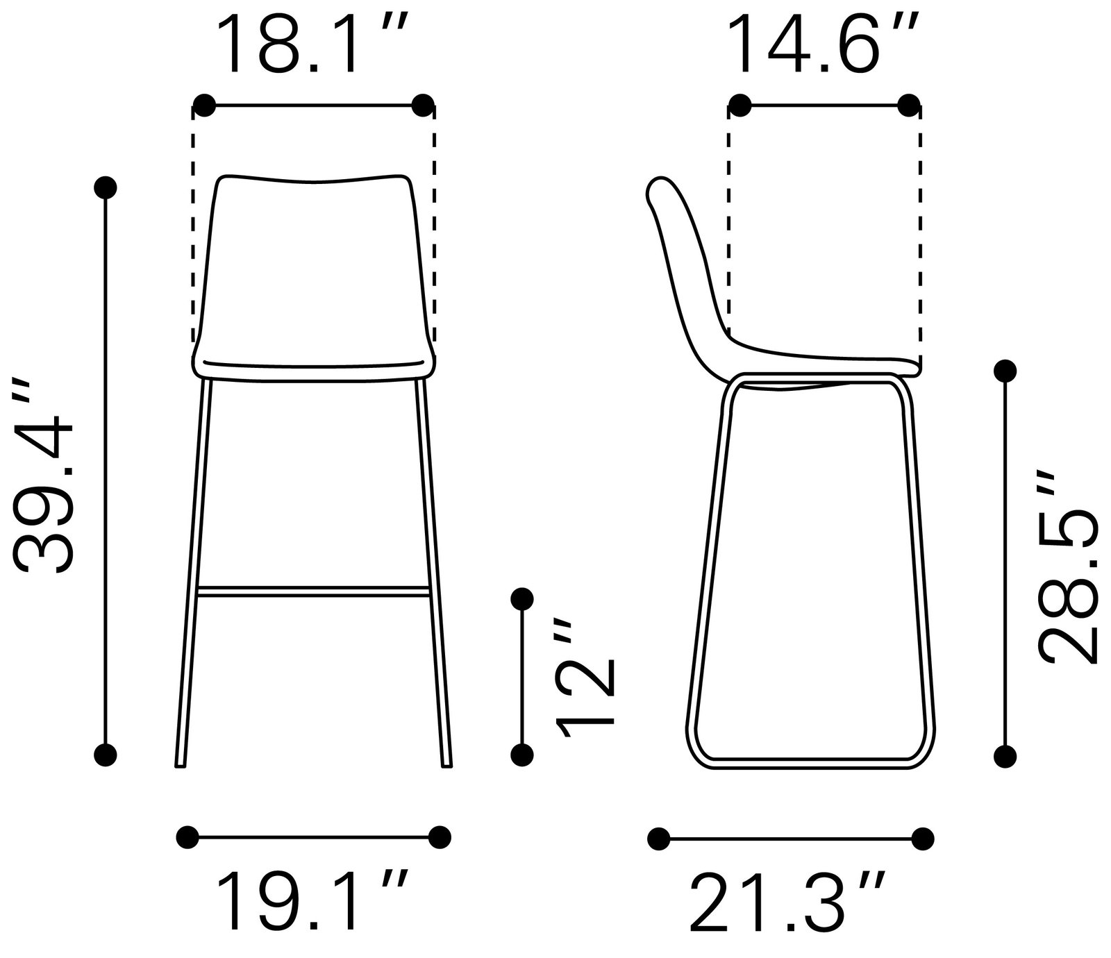 Smart Barstool (Set of 2) Black - Image 11